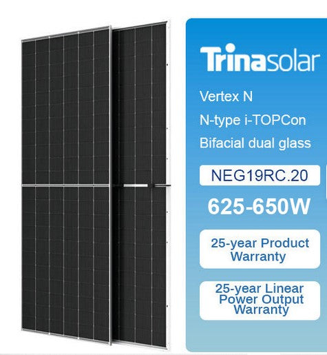 Trina solar 630W N Type Bifacial solar panel