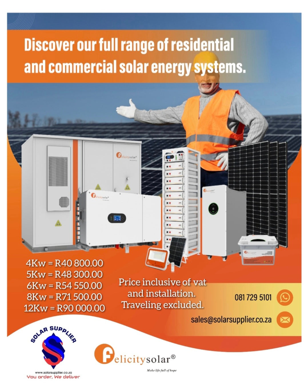 Complete Felicity solar systems including installation