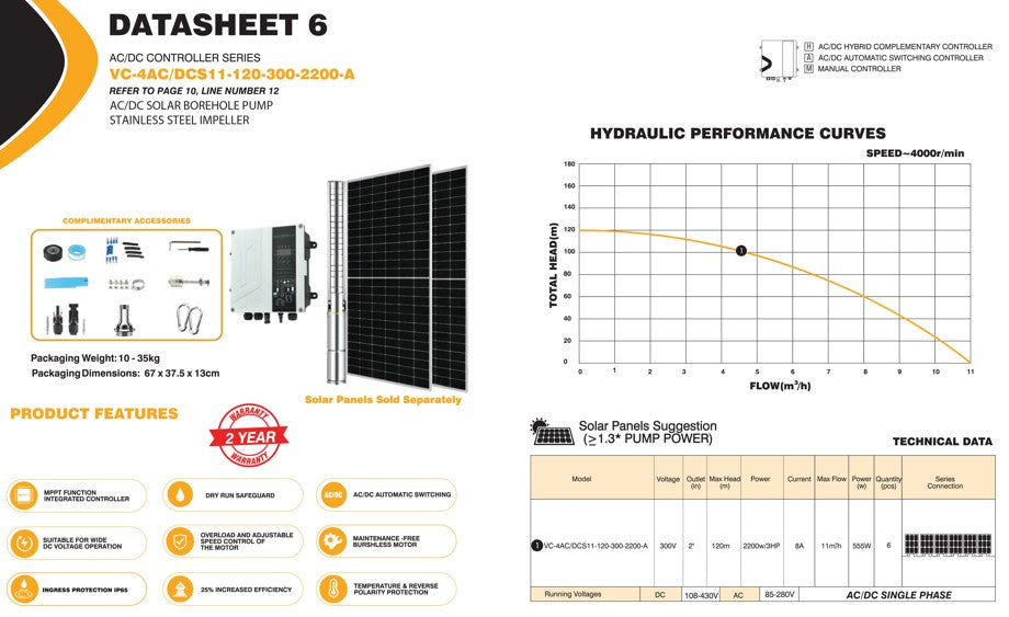 120m Submersible Borehole Solar Water Pump