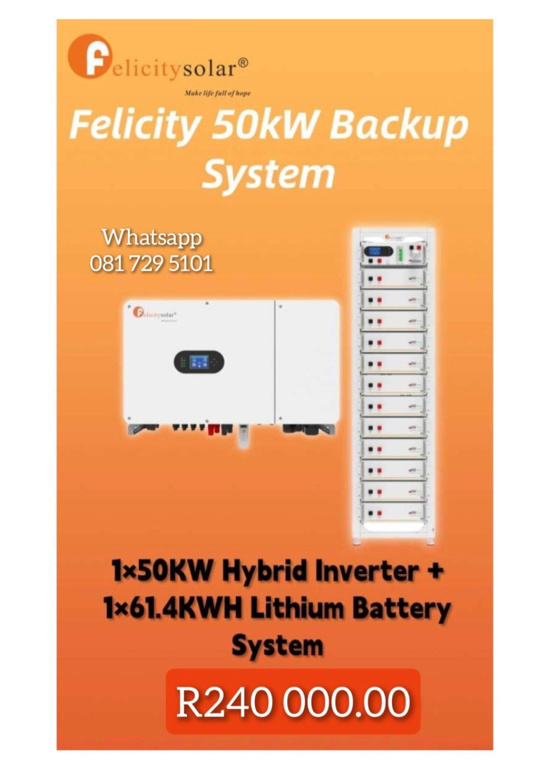 Felicity solar 50KW backup system